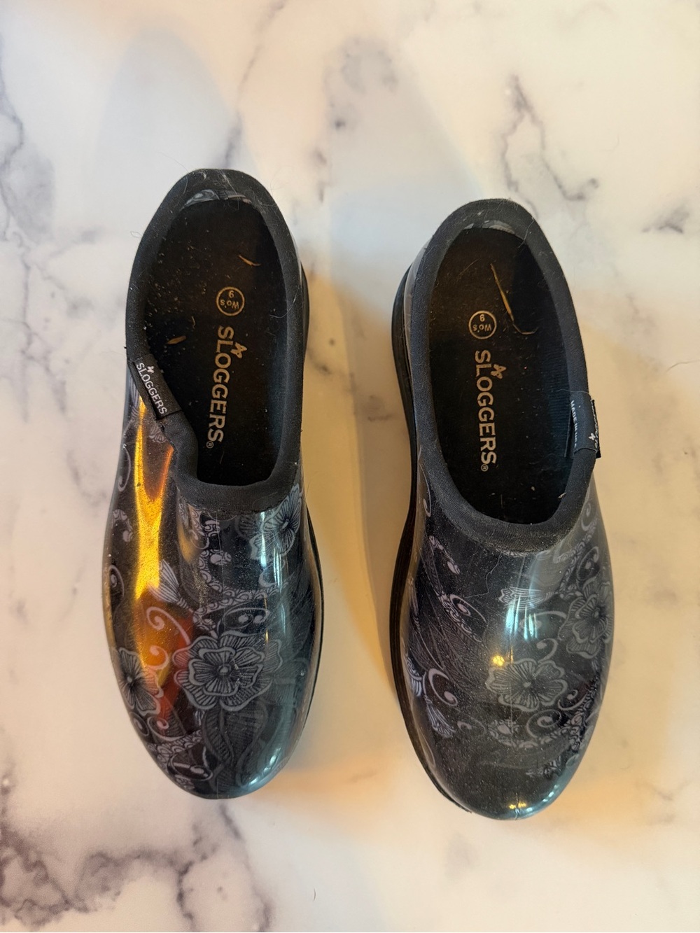 Sloggers Women’s Size 9 Floral Waterproof Garden Rain Shoes Clogs Made in USA